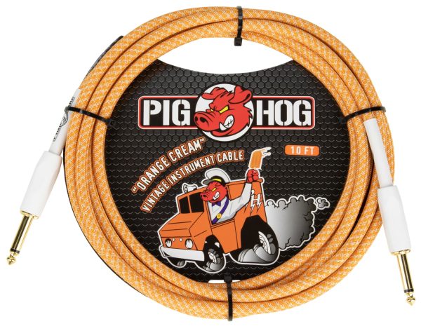 PIG HOG VINTAGE SERIES INSTRUMENT CABLE, 10FT, ORANGE CREME 2.0
