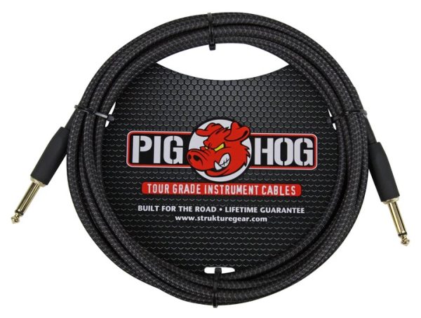 PIG HOG VINTAGE SERIES INSTRUMENT CABLE, 10FT, BLACK WOVEN