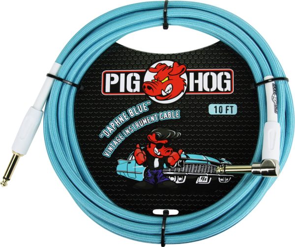PIG HOG VINTAGE SERIES INSTRUMENT CABLE, 10ft, DAPHNE BLUE