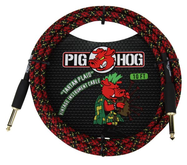 PIG HOG VINTAGE SERIES INSTRUMENT CABLE, 10FT, TARTAN PLAID