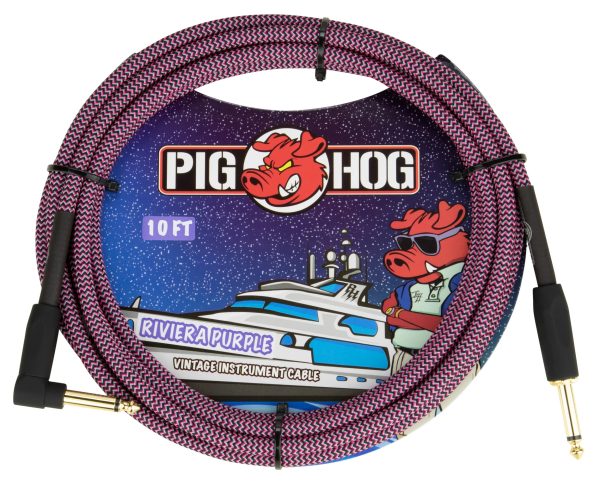 PIG HOG VINTAGE SERIES INSTRUMENT CABLE, 10FT, RIVIERA PURPLE