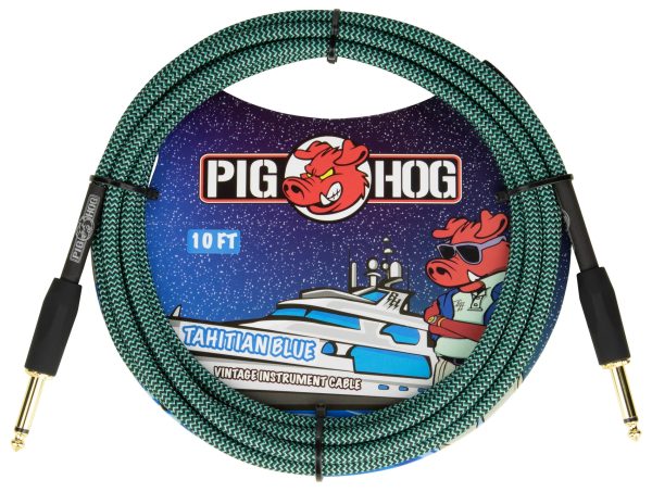 PIG HOG VINTAGE SERIES INSTRUMENT CABLE, 10FT, TAHITIAN BLUE