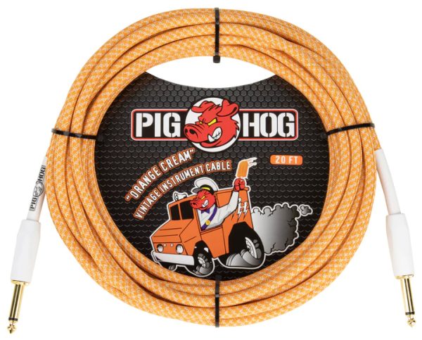 PIG HOG VINTAGE SERIES INSTRUMENT CABLE, 20FT, ORANGE CREME 2.0
