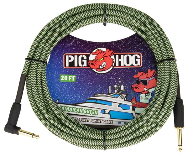 PIG HOG VINTAGE SERIES INSTRUMENT CABLE, 20FT, JAMAICAN GREEN