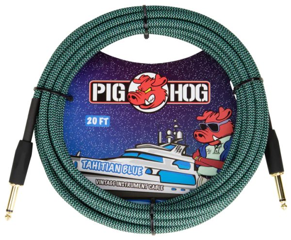 PIG HOG VINTAGE SERIES INSTRUMENT CABLE, 20FT, TAHITIAN BLUE