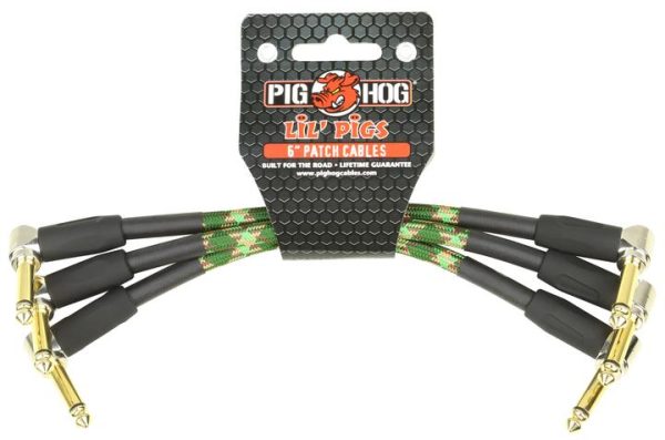 PIG HOG VINTAGE 6" PATCH CABLES, CAMOUFLAGE, 3PC