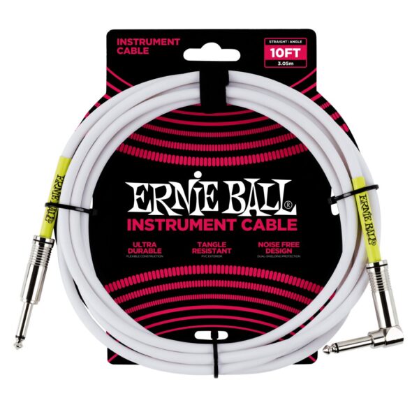 10' Straight / Angle Instrument Cable - White