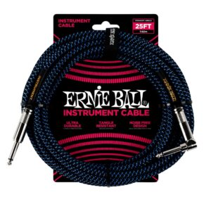 25' Braided Straight / Angle Instrument Cable - Black / Blue