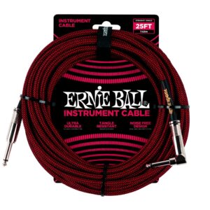 25' Braided Straight / Angle Instrument Cable - Black / Red