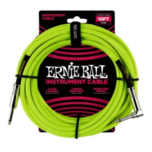 10' Braided Straight / Angle Instrument Cable Neon - Yellow