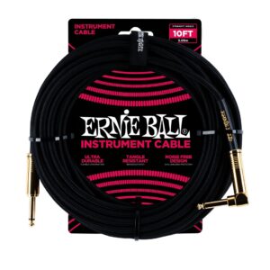 10' Braided Straight / Angle Instrument Cable - Black