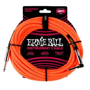 18' Braided Straight / Angle Instrument Cable - Neon Orange