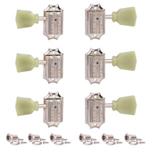 VINTAGE NICKL W/ PLASTIC KEYSTONE BUTTON SET 6 3+3