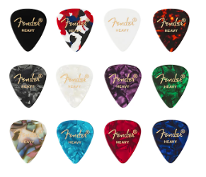 Fender picks provide comfort and high-performance flexibility for every performer, with a variety of classic and contemporary materials to suit the playing styles and preferences of every guitarist. The traditional 351 shape, our most popular pick design, is a perfect accessory for players of versatile styles and techniques. This twelve-pack of picks contains one crafted in each of these colors: Red Moto, Black Moto, White Moto, Blue Moto, Ocean Turquoise Moto, Green Moto, Purple Moto, Abalone, Tortoiseshell, Confetti, Solid White and Solid Black. Features 12-count Traditional 351 pick shape Available in various colors Made in the U.S.A.
