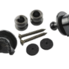 Avoid accidents by using Fender® Security Strap Locks. Special strap buttons for the guitar and special locks for the strap keep your favorite guitar or bass safe and secure. Available in chrome, black or gold. Kit includes two strap locks, two buttons, two mounting screws and felt washers. Features Set of two Security Strap Locks Includes buttons, locks and mounting hardware Felt washers included to protect the guitar finish Available in Chrome, Black and Gold finishes