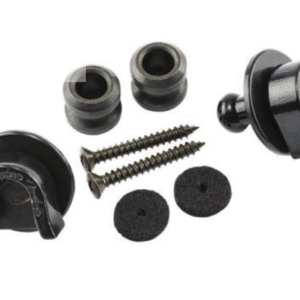 Avoid accidents by using Fender® Security Strap Locks. Special strap buttons for the guitar and special locks for the strap keep your favorite guitar or bass safe and secure. Available in chrome, black or gold. Kit includes two strap locks, two buttons, two mounting screws and felt washers. Features Set of two Security Strap Locks Includes buttons, locks and mounting hardware Felt washers included to protect the guitar finish Available in Chrome, Black and Gold finishes